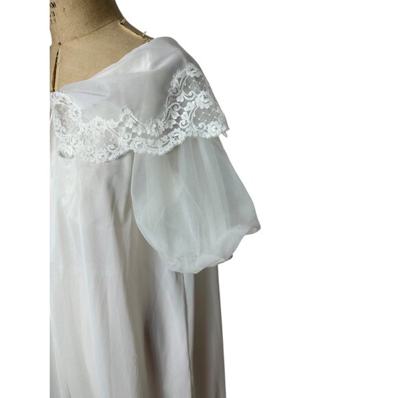 1950s white peignoir 2 pce set nightgown and robe by Rogers Size S - Picture 3 of 10